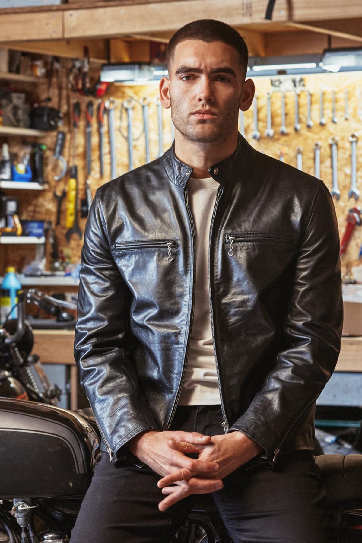 Herren Jacke Avi Leather CAFE RACER — Ansicht 2