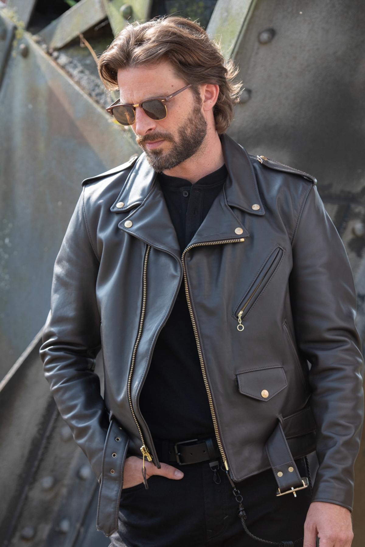 Chaqueta Hombre Schott PERF 618 MARRON — vista 1