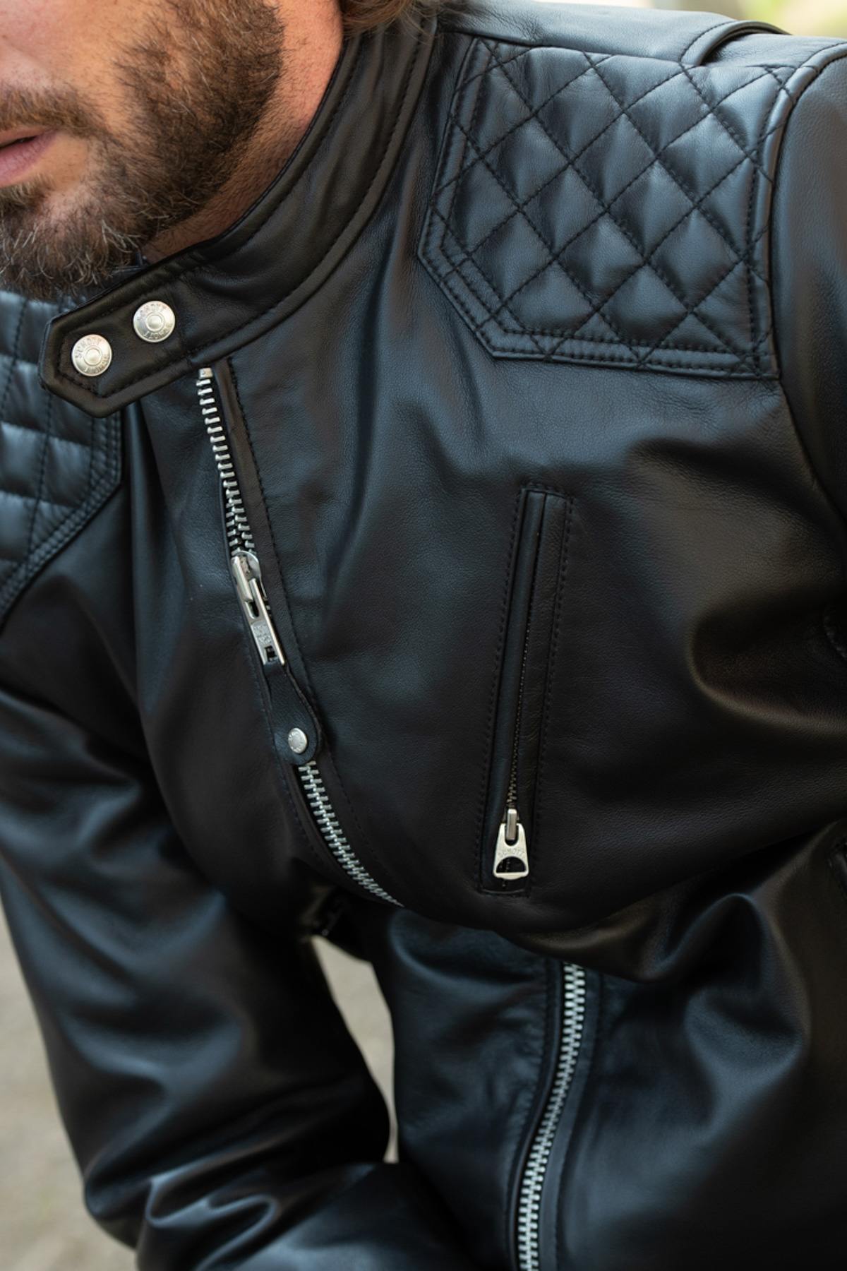 Giacche Uomo Schott LCBIKER24 BLACK — vista 4