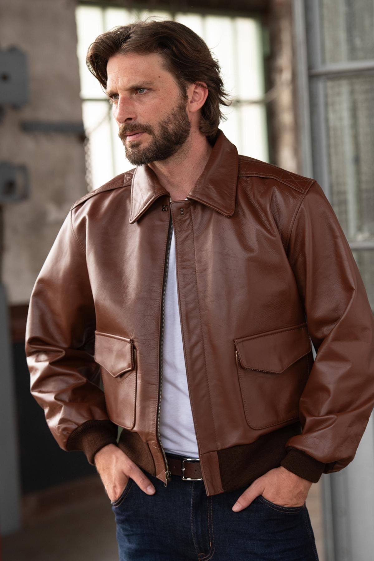 Giacche Uomo Cooper Original 50 MISSION RUSSET COWHIDE A-2 JACKET — vista 1