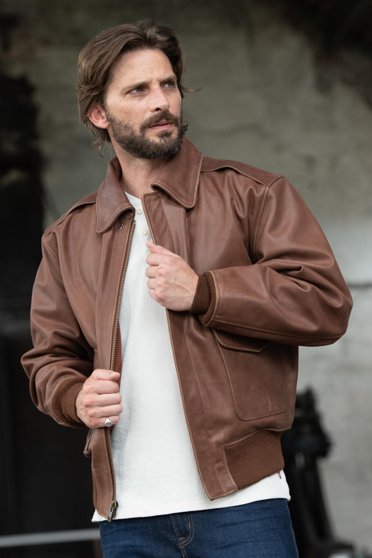 Herren Jacke Cooper Original RUSSET ANTIQUE COWHIDE A-2 — Ansicht 1