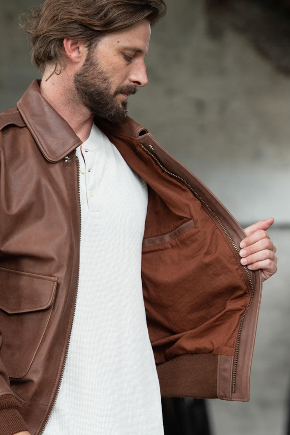 Herren Jacke Cooper Original RUSSET ANTIQUE COWHIDE A-2 — Ansicht 5