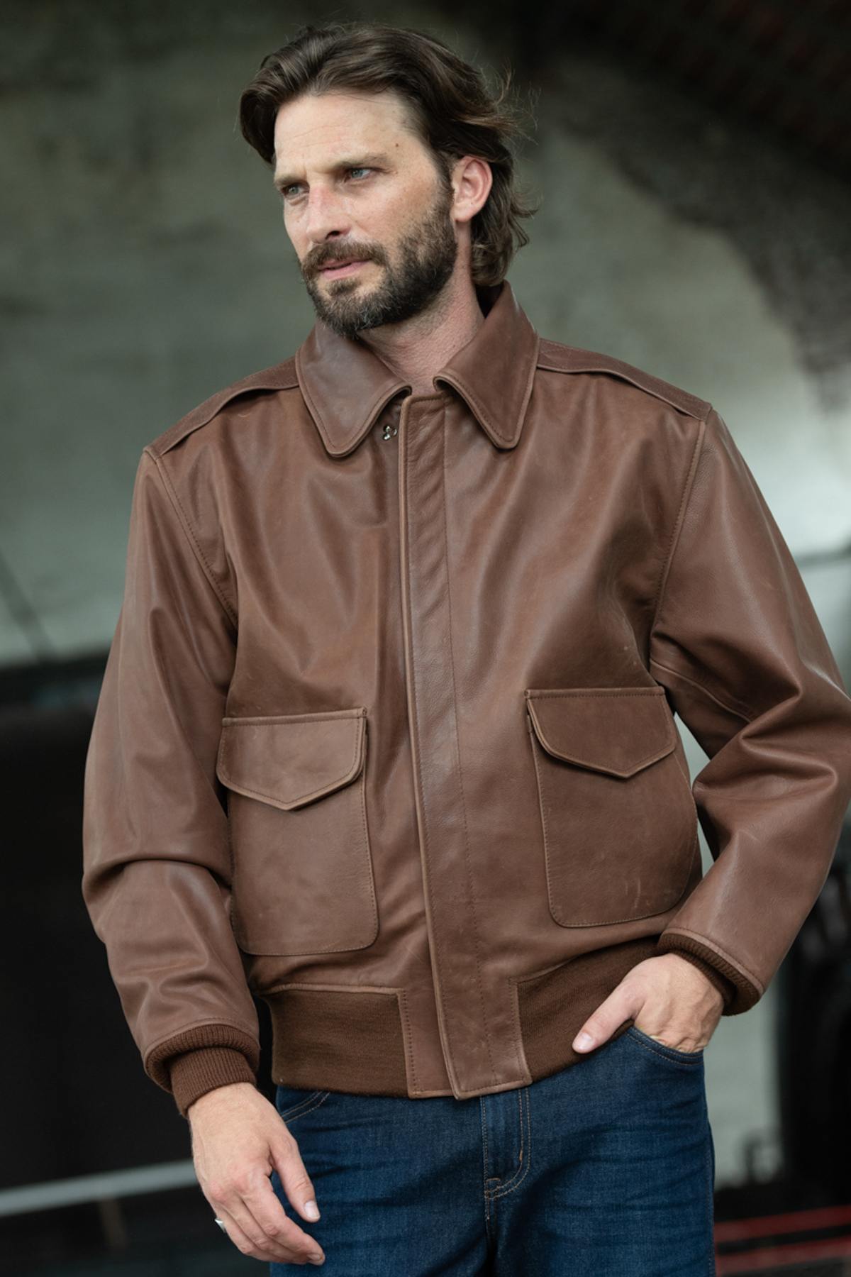 Herren Jacke Cooper Original RUSSET ANTIQUE COWHIDE A-2 — Ansicht 4