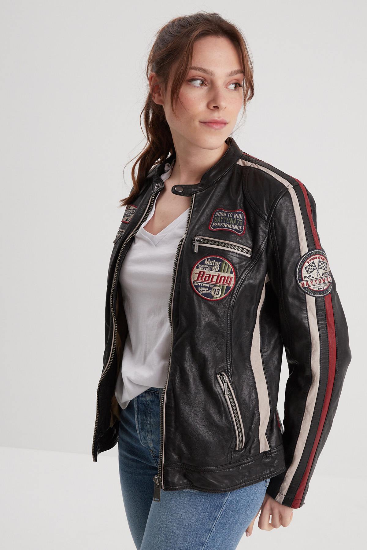 Blouson Femme Rose Garden SOLINE LAMB VITA BLACK — vue 3