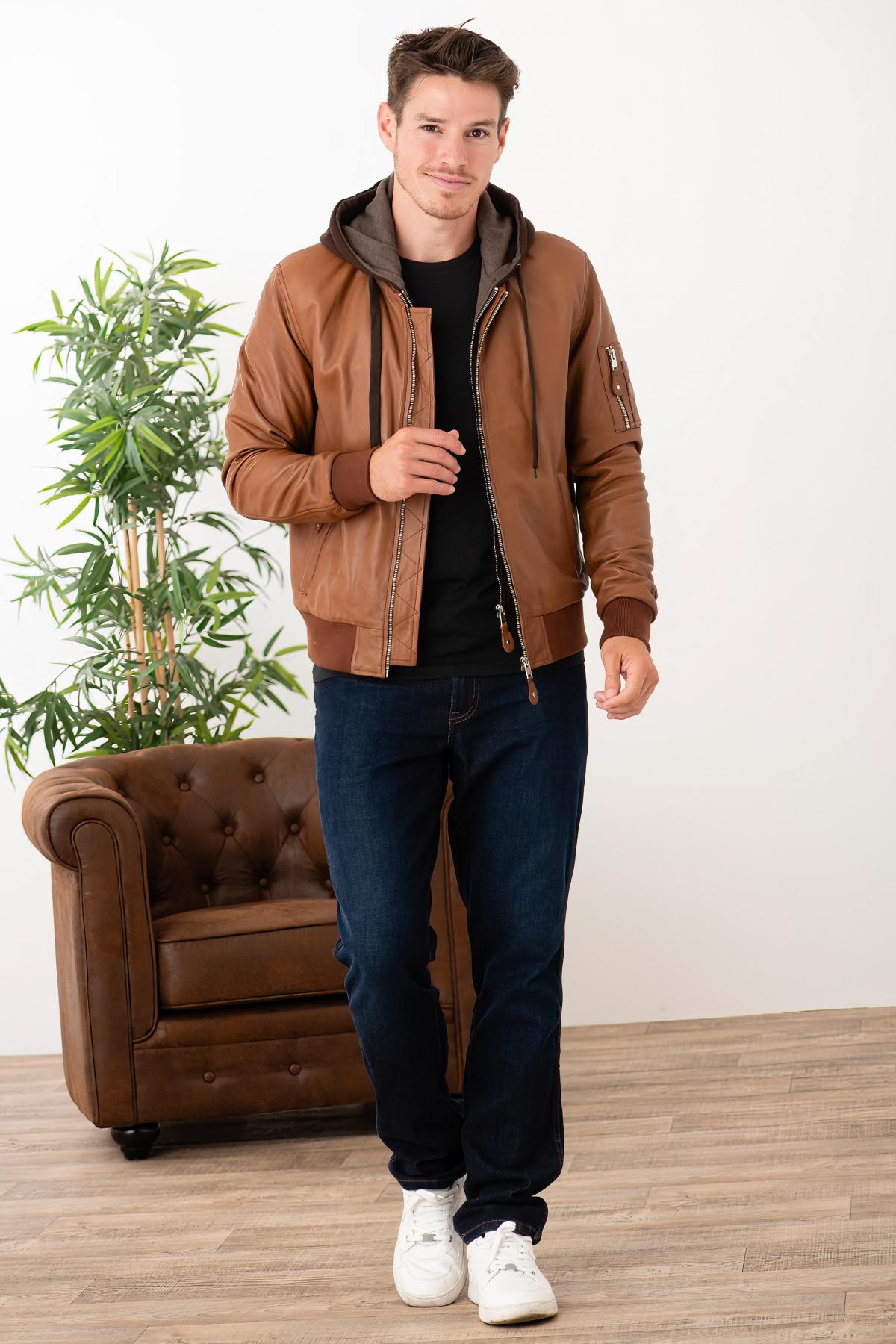 Herren Jacke Serge Pariente BALLE HOOD COGNAC  — Ansicht 2