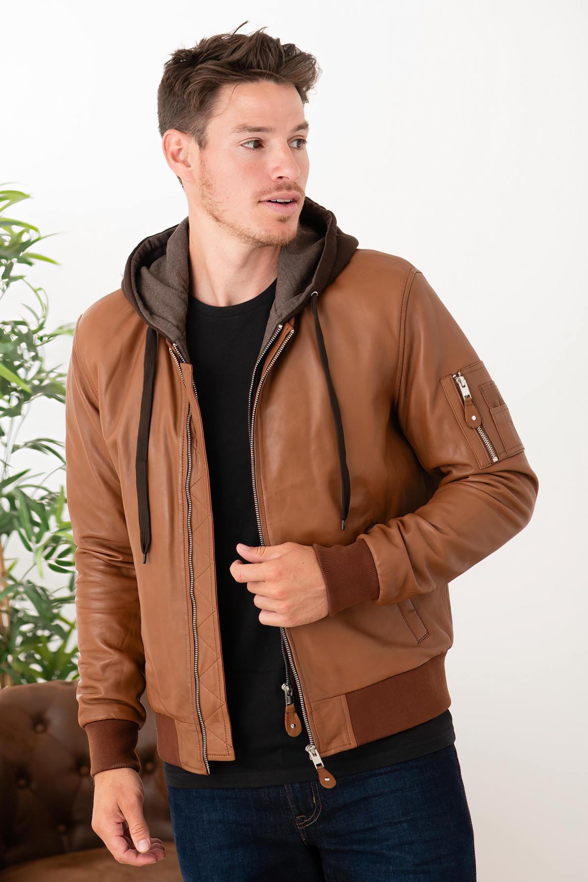 Herren Jacke Serge Pariente BALLE HOOD COGNAC  — Ansicht 4