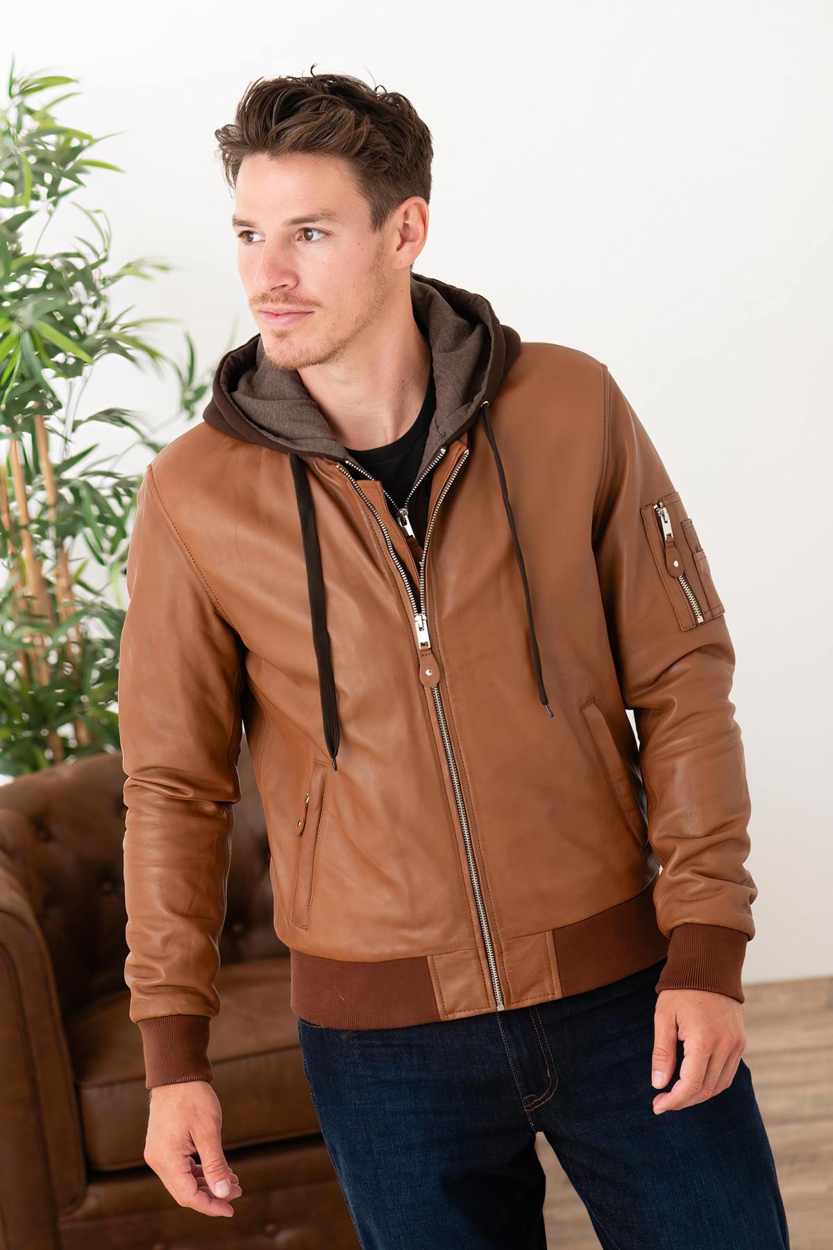 Herren Jacke Serge Pariente BALLE HOOD COGNAC  — Ansicht 1