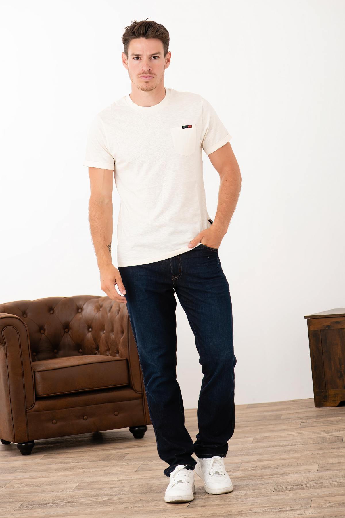 Tee Shirt Homme Schott TSKEA1 OFF WHITE — vue 2