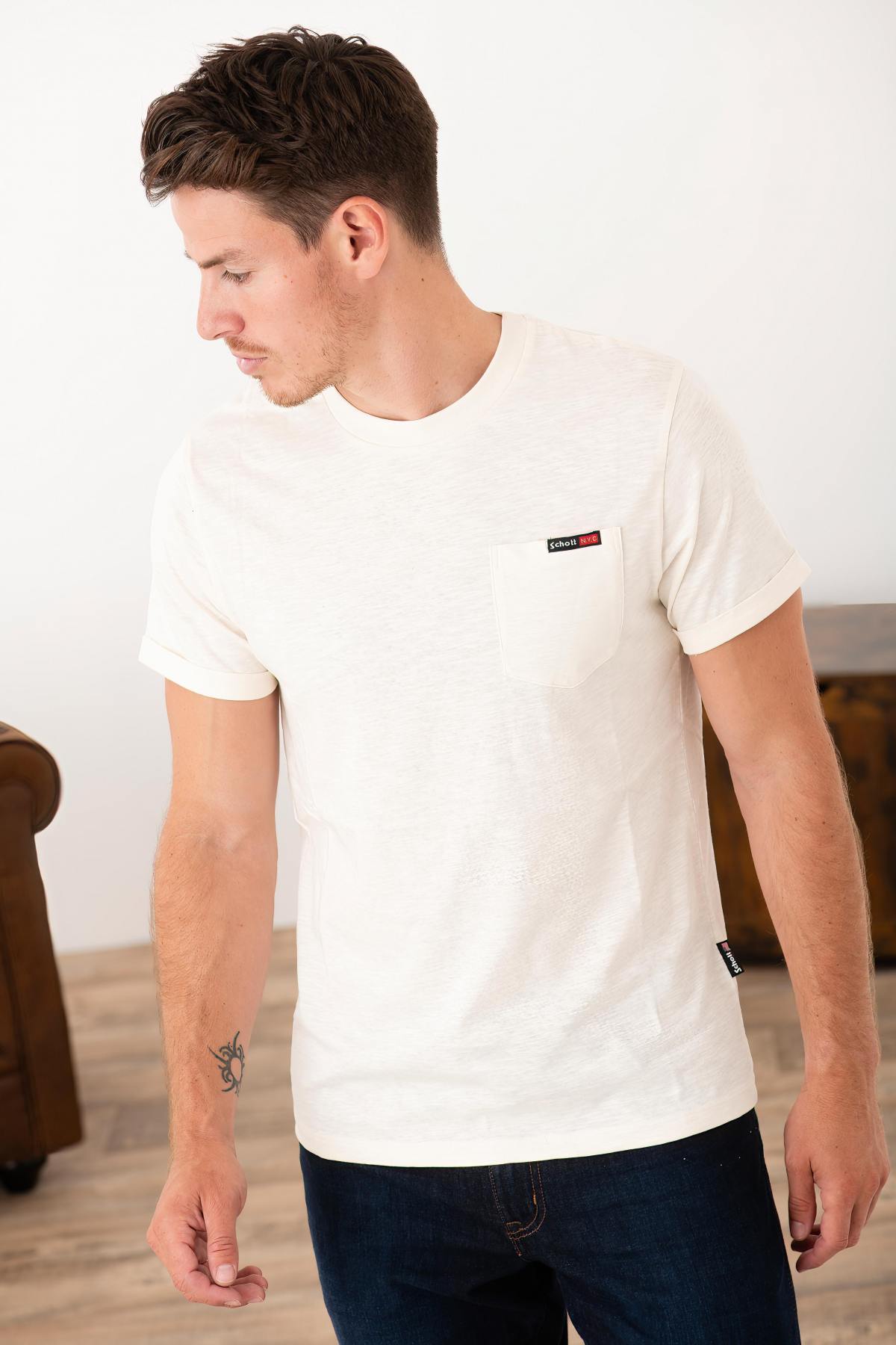Tee Shirt Homme Schott TSKEA1 OFF WHITE — vue 1