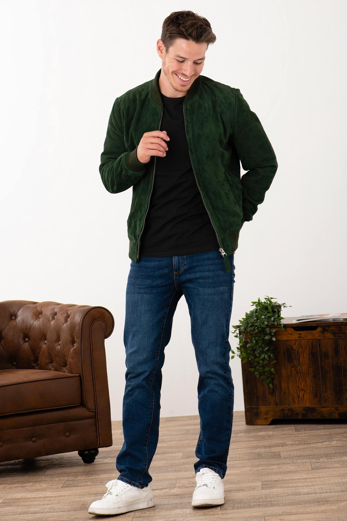 Giacche Uomo Schott LC300 GREEN — vista 2