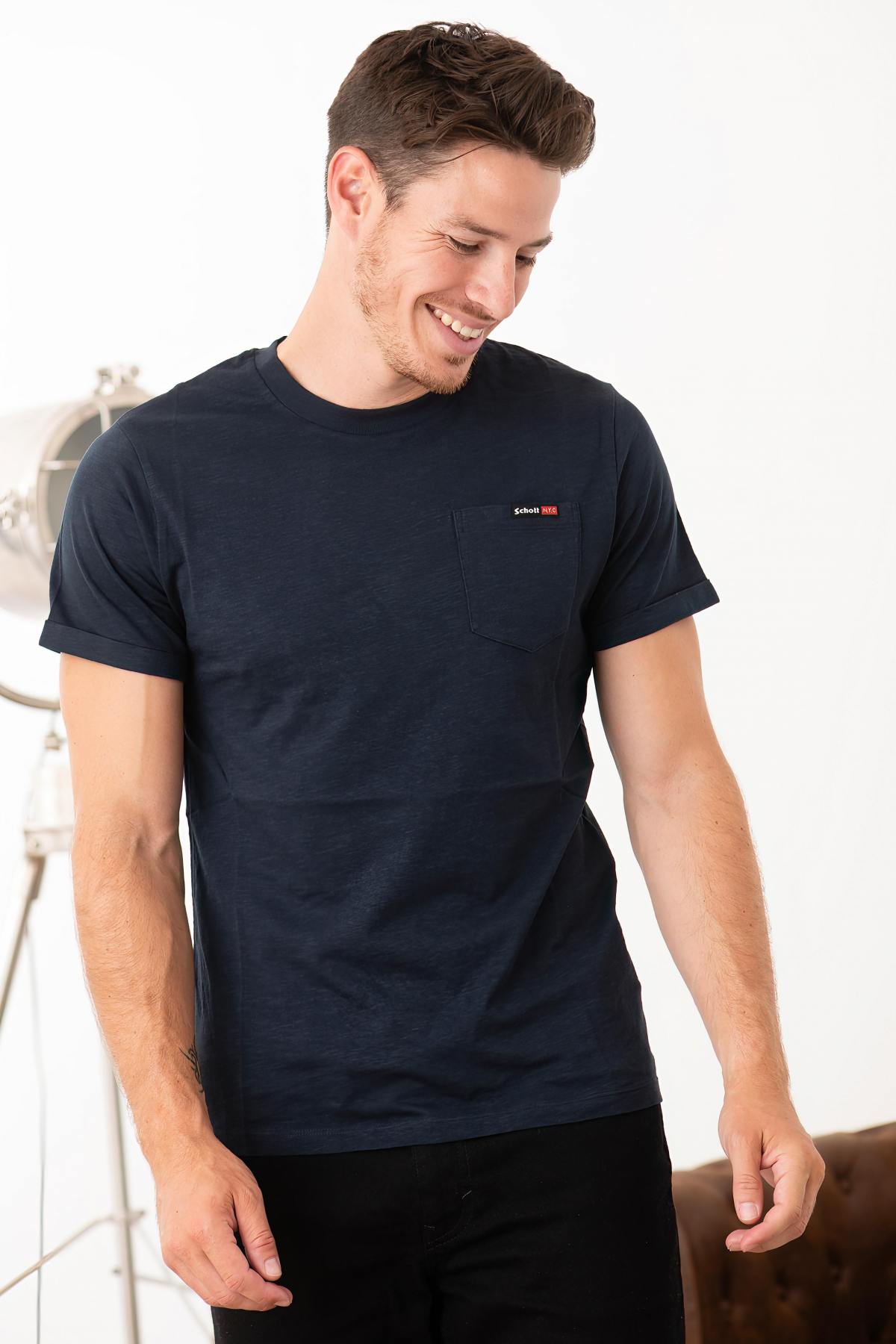 Tee Shirt Homme Schott TSKEA1 NAVY  — vue 1