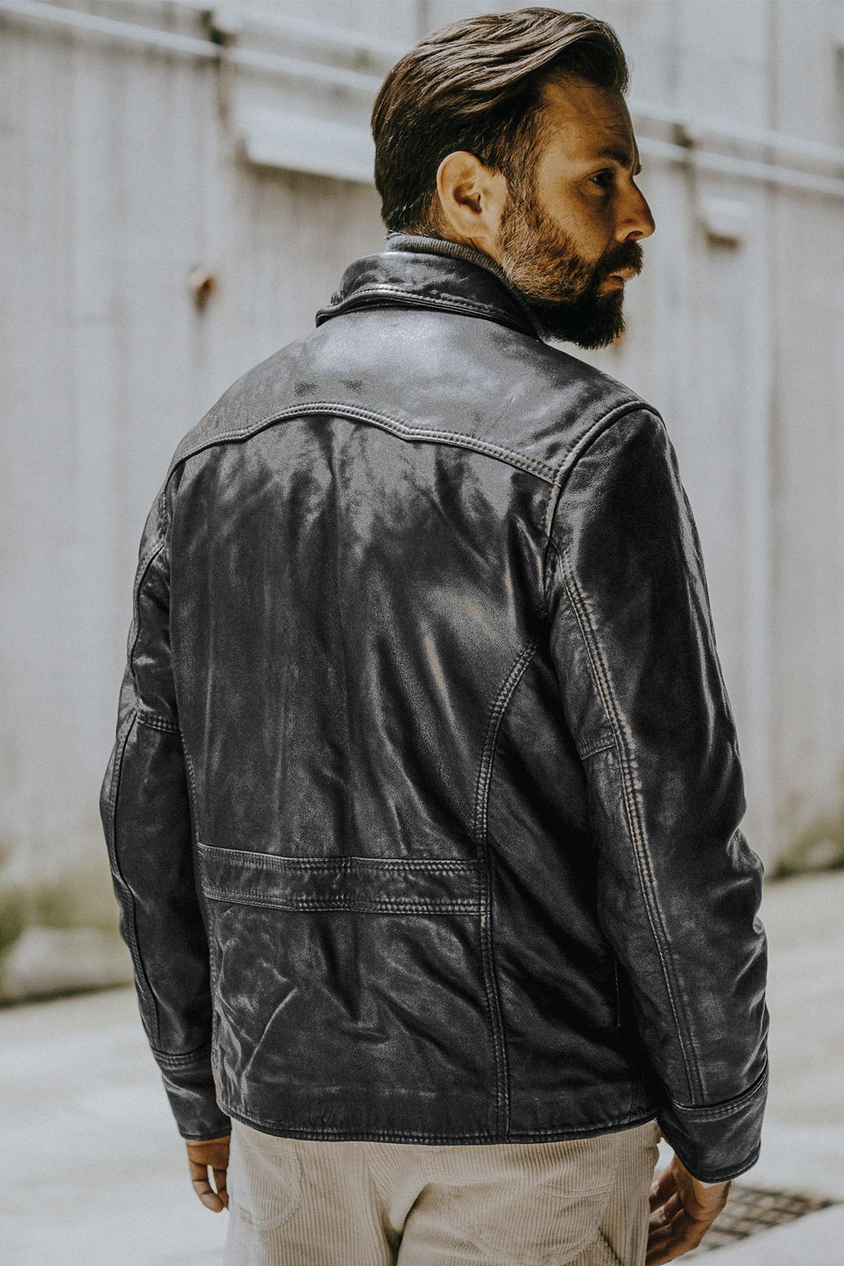 Chaqueta Hombre The Jack Leathers AVIATOR BLACK +COLLAR RUB OFF 046 IRON — vista 2