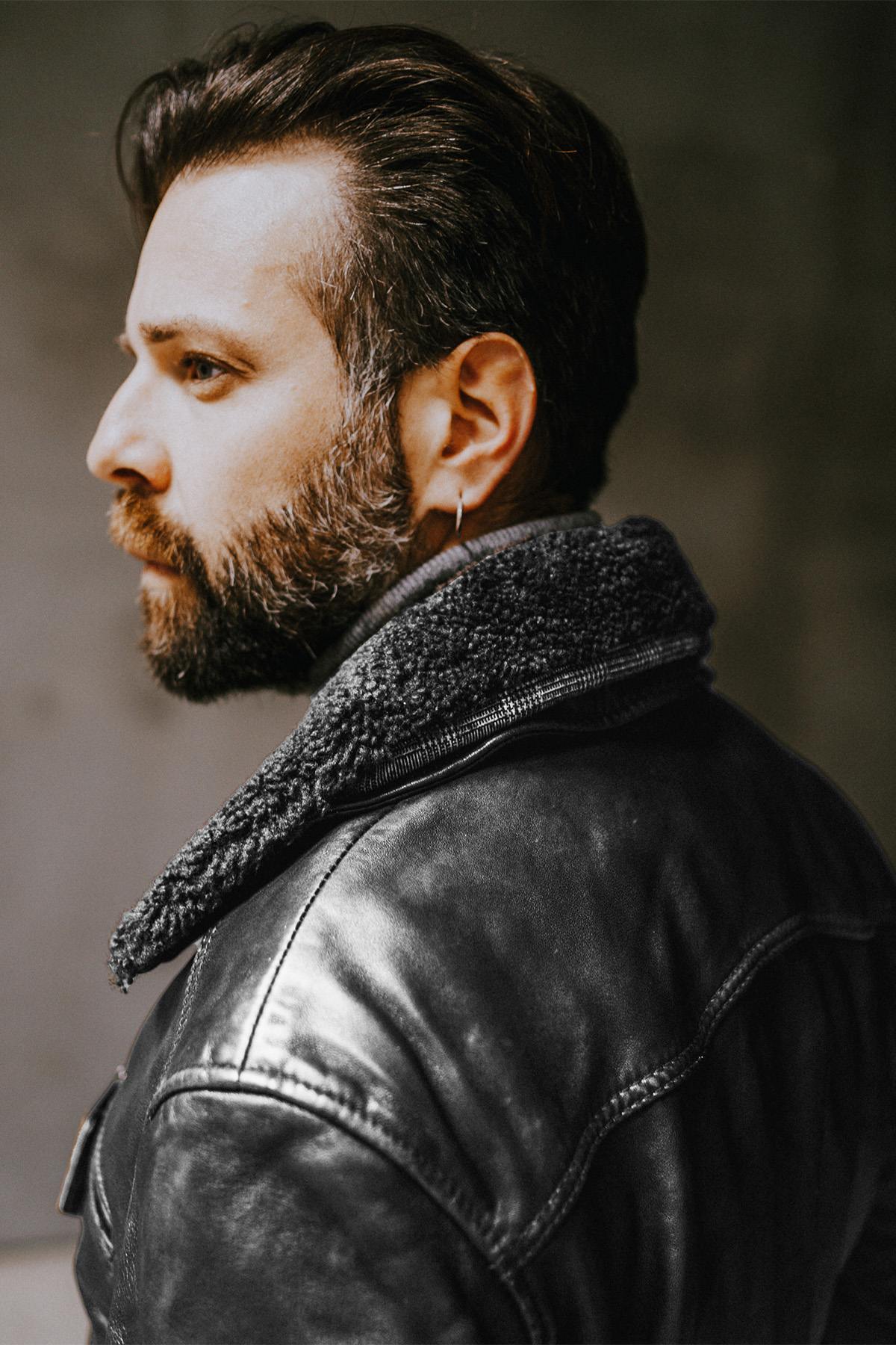 Chaqueta Hombre The Jack Leathers AVIATOR BLACK +COLLAR RUB OFF 046 IRON — vista 3