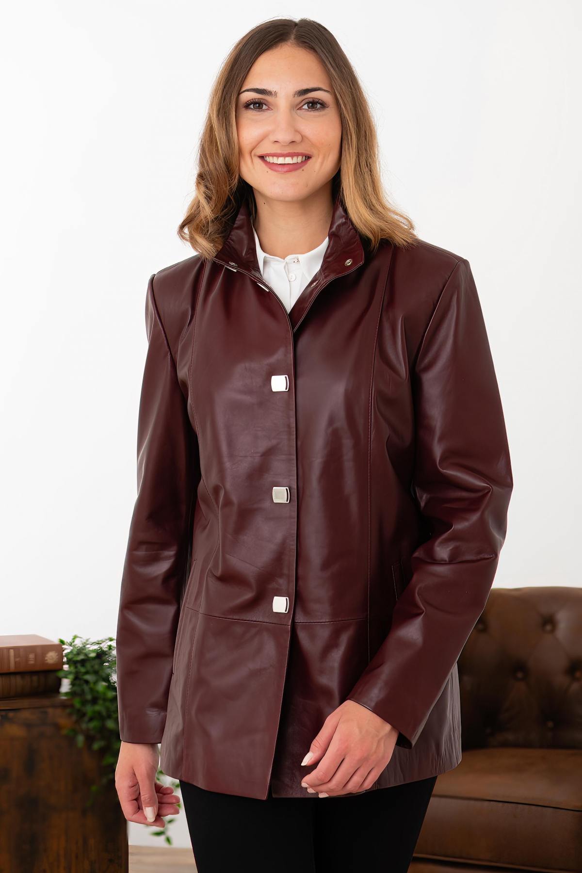 Giacche Donna Cityzen ELISABETH AGNEAU PERLE BORDEAUX — vista 1