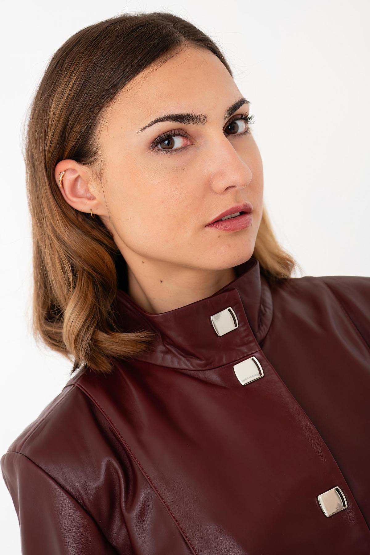 Giacche Donna Cityzen ELISABETH AGNEAU PERLE BORDEAUX — vista 6