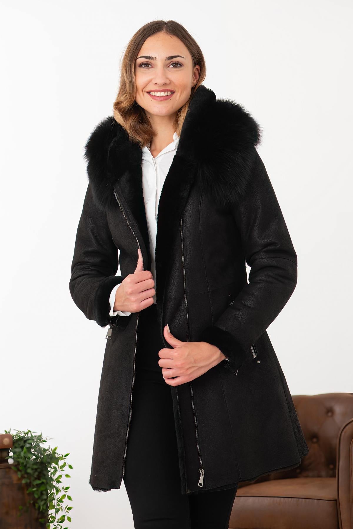 Giacche Donna Cityzen NAPOLI MOUTON RENARD NOIR — vista 4