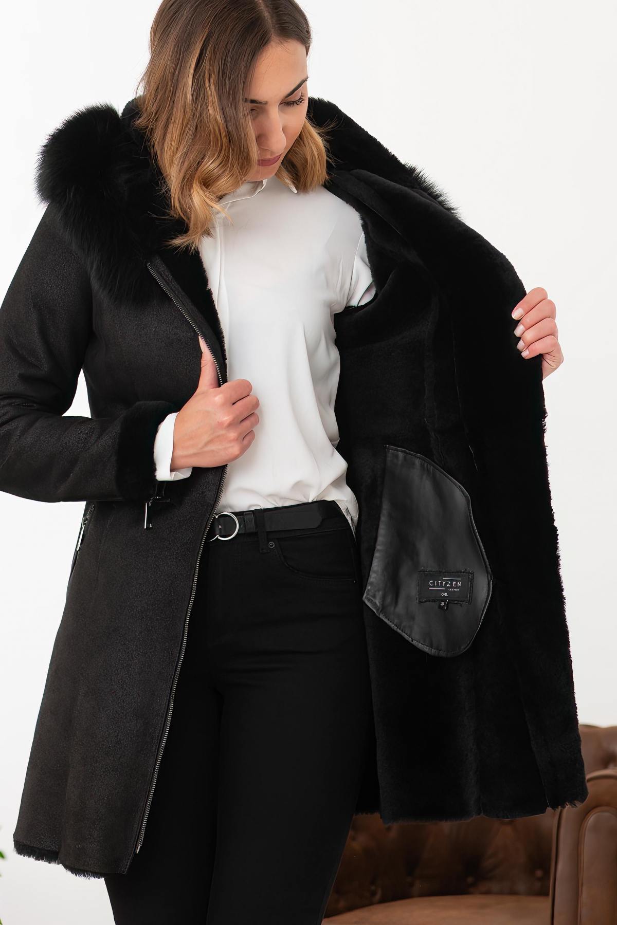 Giacche Donna Cityzen NAPOLI MOUTON RENARD NOIR — vista 6