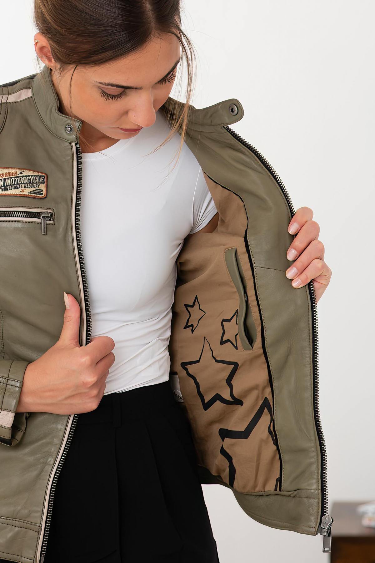 Blouson Femme Rose Garden SOLINE LAMB VITA LICHEN — vue 8