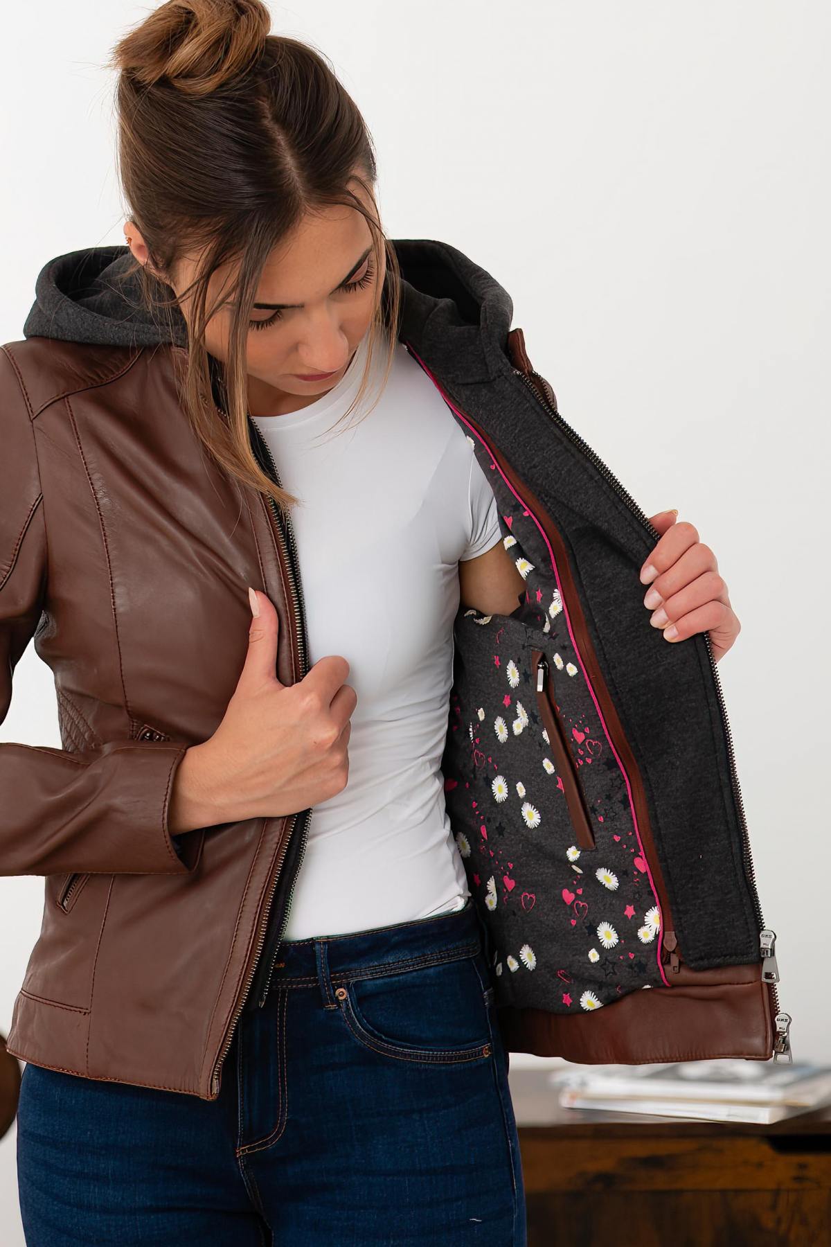 Damen Jacke Oakwood KENDRA 1 COGNAC 507 — Ansicht 3