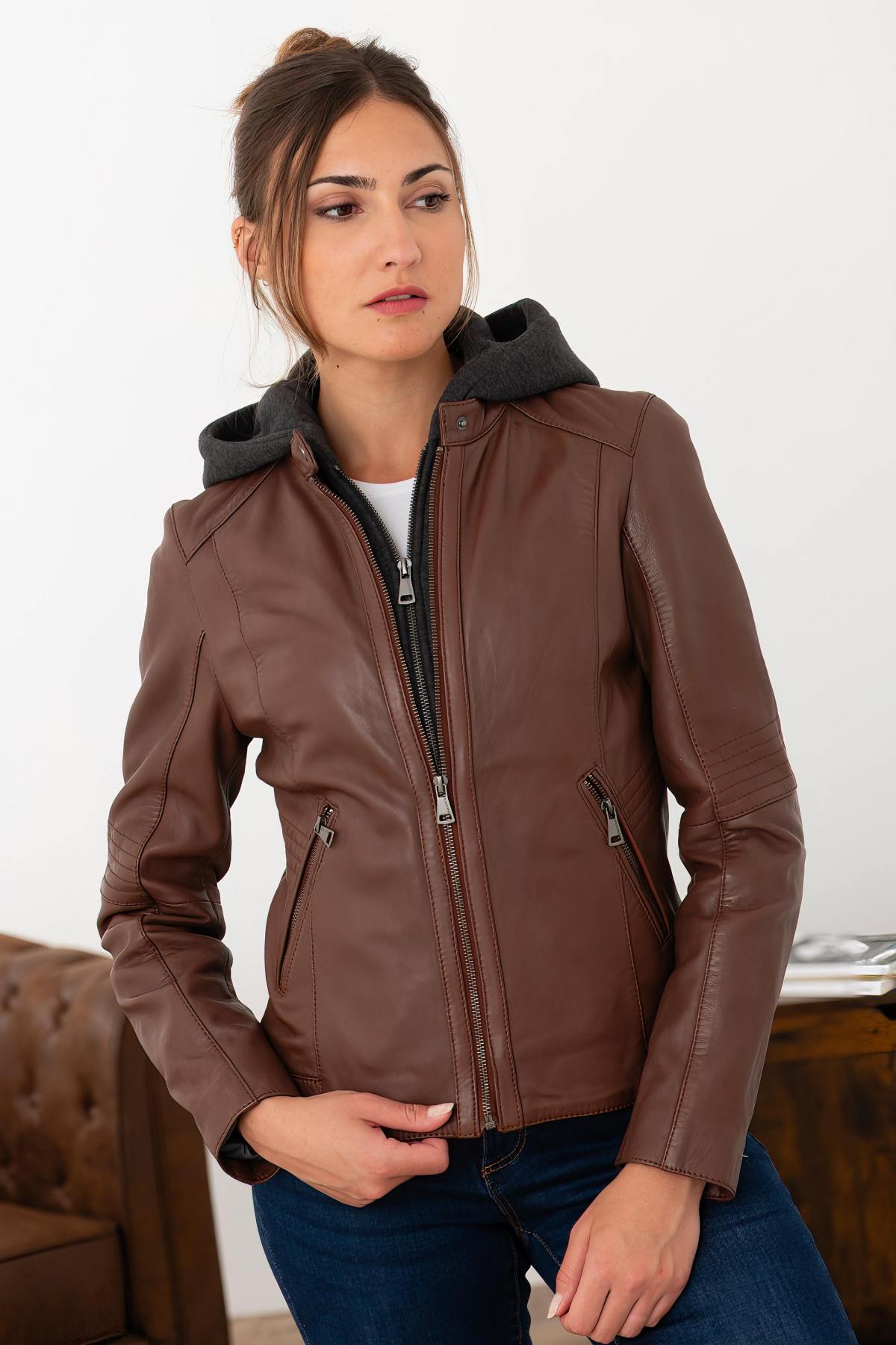 Damen Jacke Oakwood KENDRA 1 COGNAC 507 — Ansicht 4