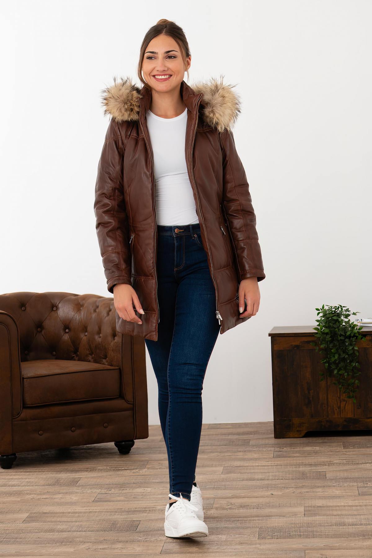 Veste Femme Rose Garden ANOUK HOOD LAMB ORION COGNAC — vue 2