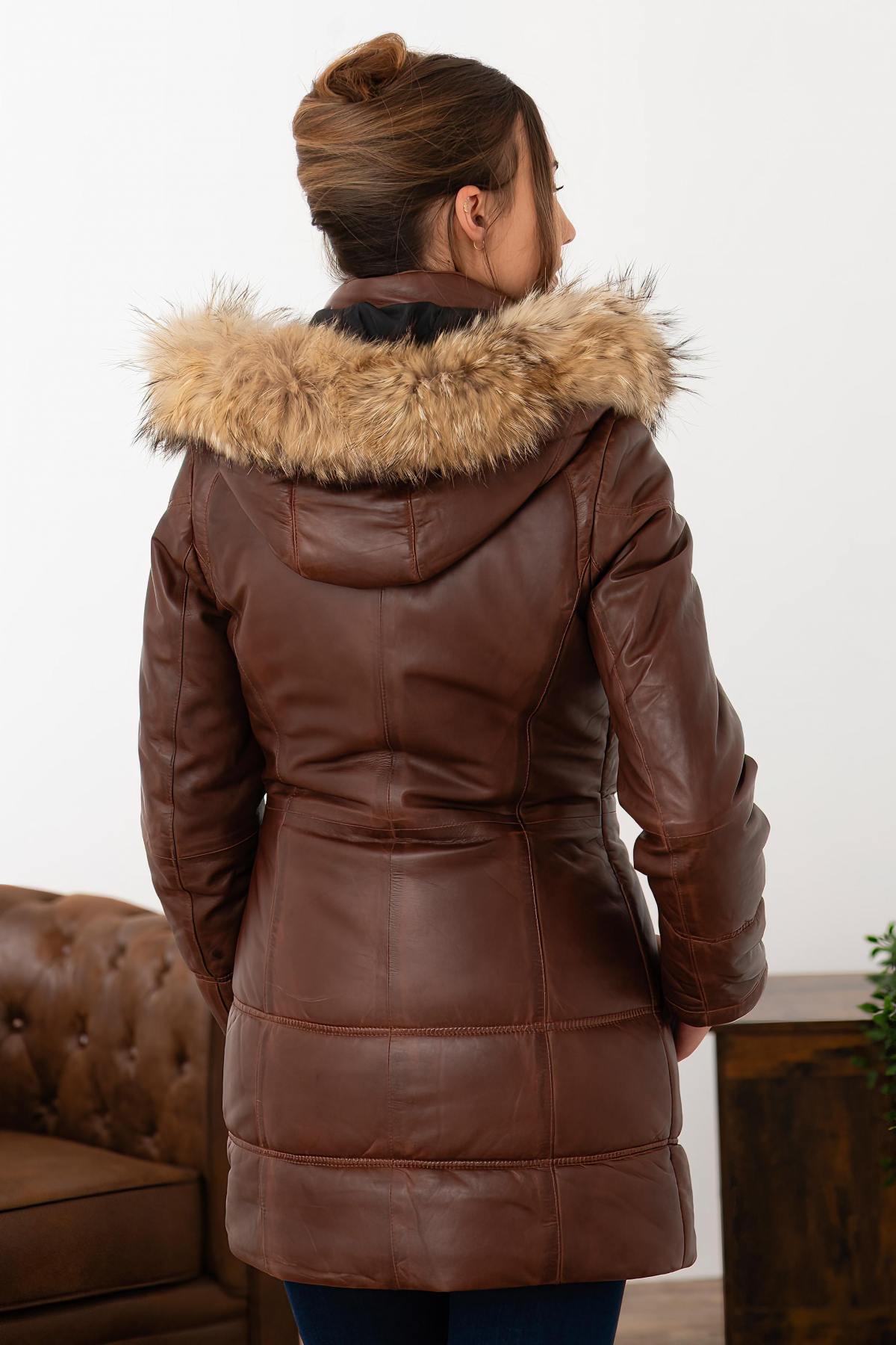Veste Femme Rose Garden ANOUK HOOD LAMB ORION COGNAC — vue 4