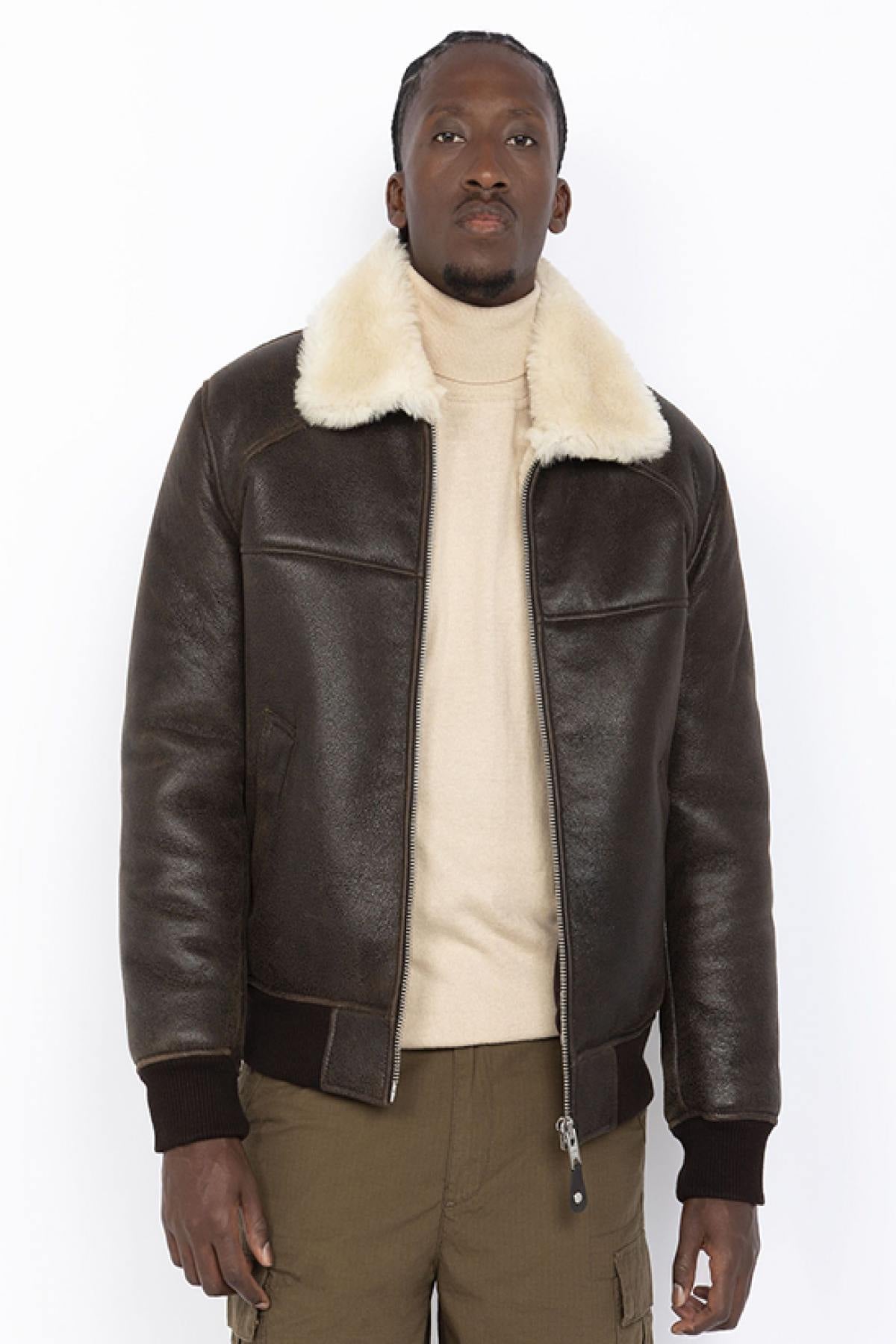 Blouson Homme Schott LCAIRFORCE BROWN — vue 1