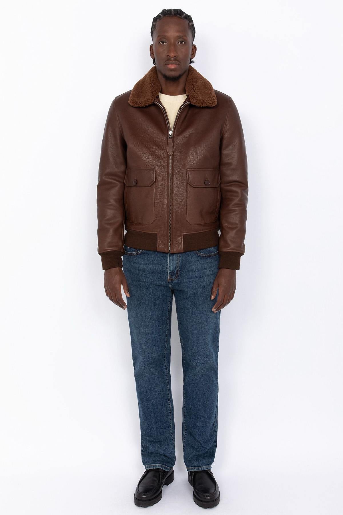 Chaqueta Hombre Schott LCAVIATION24 BROWN — vista 2