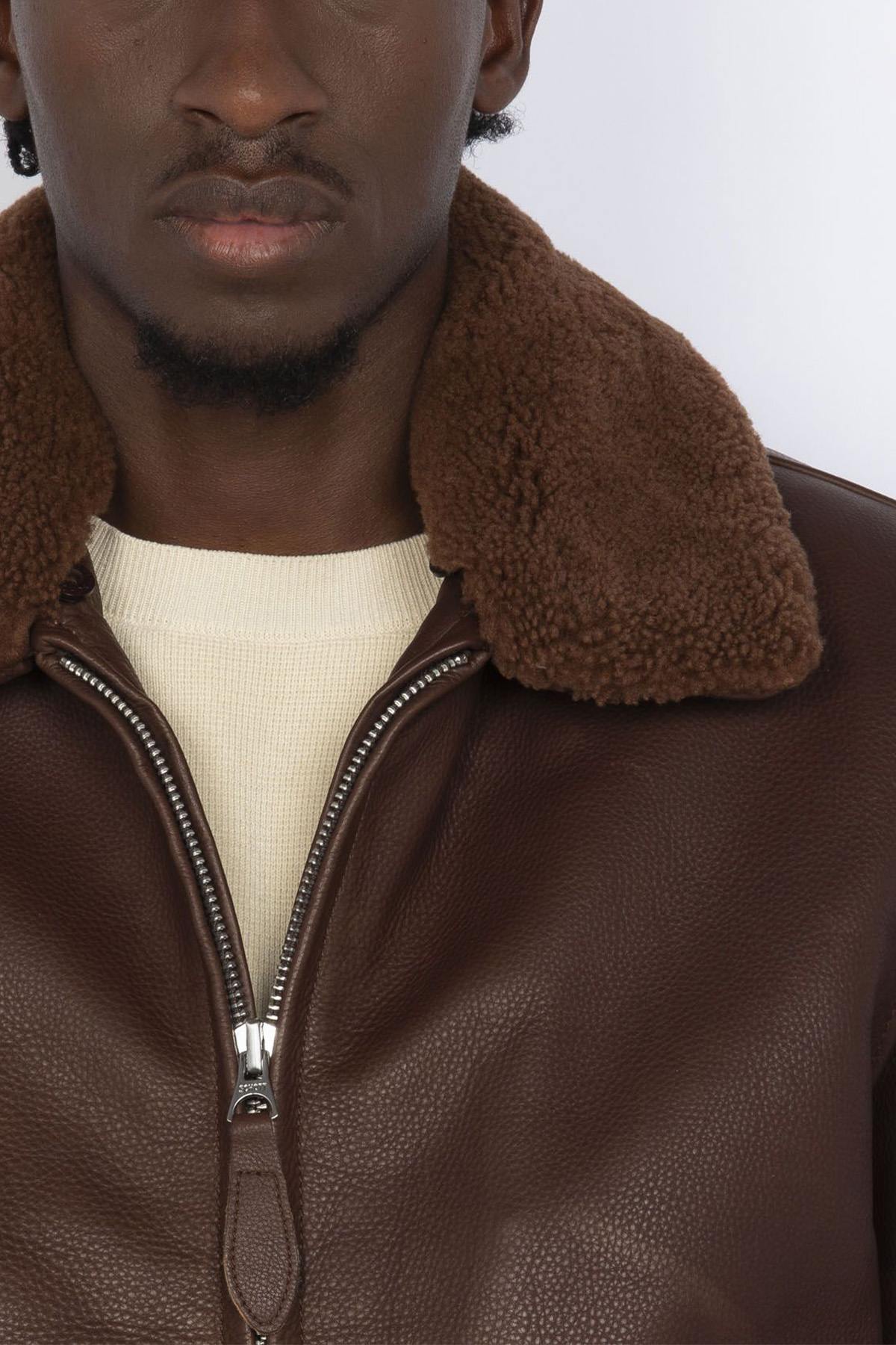 Chaqueta Hombre Schott LCAVIATION24 BROWN — vista 3