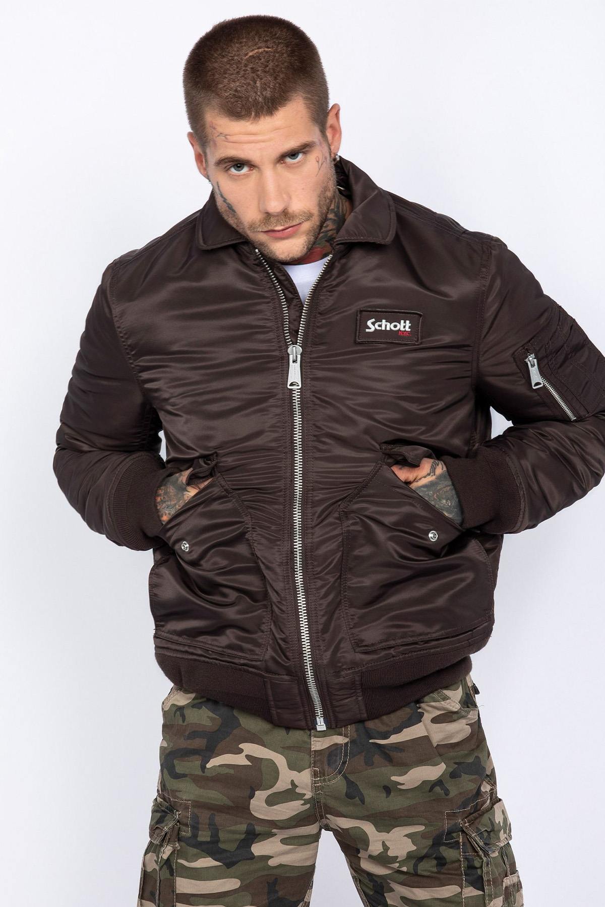 Chaqueta Hombre Schott 210100RS DARK BROWN — vista 4