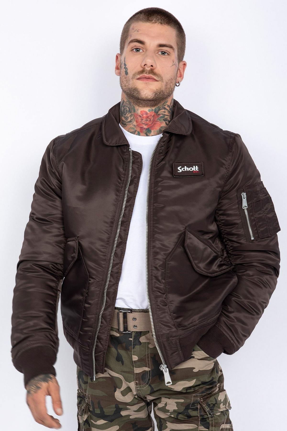 Chaqueta Hombre Schott 210100RS DARK BROWN — vista 8