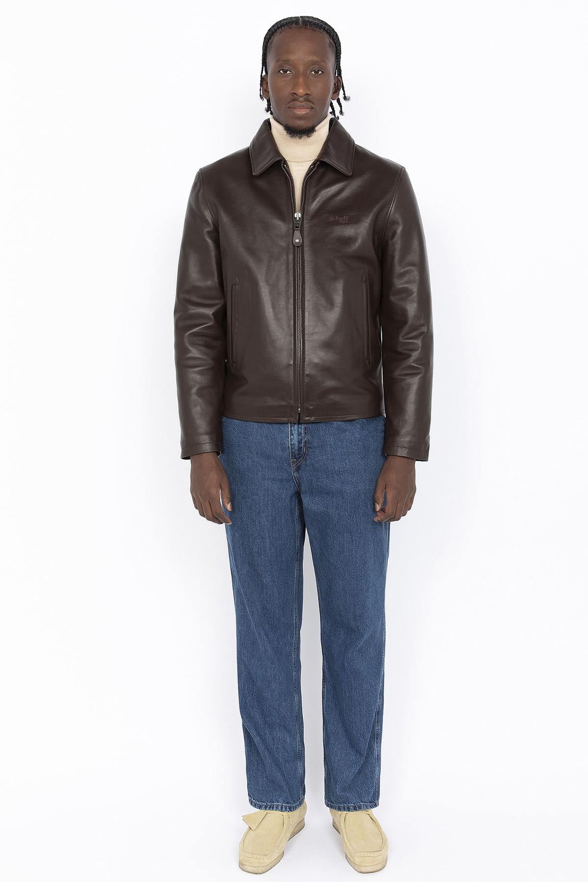 Giacche Uomo Schott LC5100 MARRON — vista 3