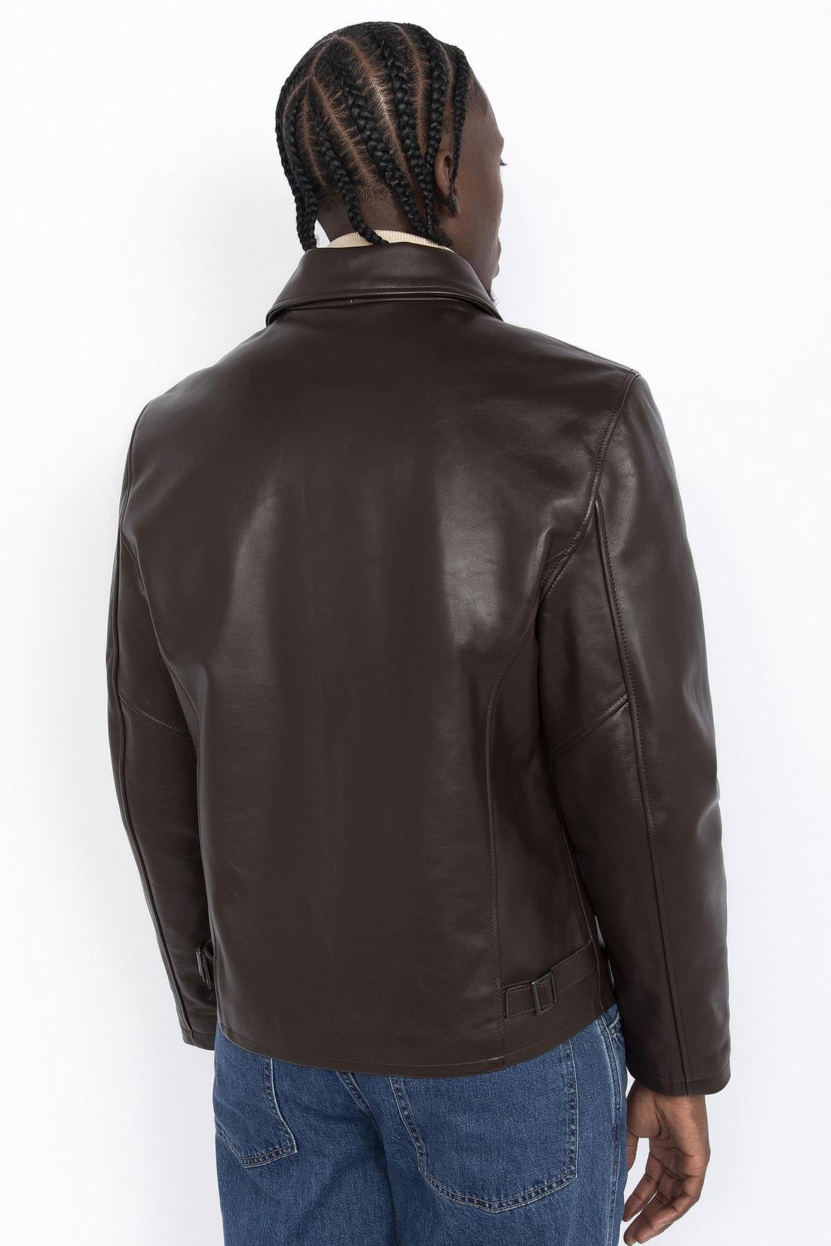 Giacche Uomo Schott LC5100 MARRON — vista 2