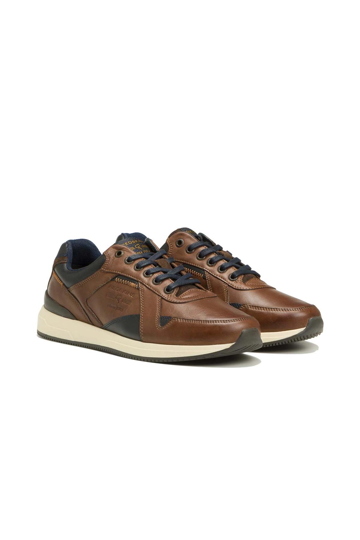 Scarpe Da Ginnastica In Pelle Uomo Redskins CAVADO BRANDY MARINE — vista 1