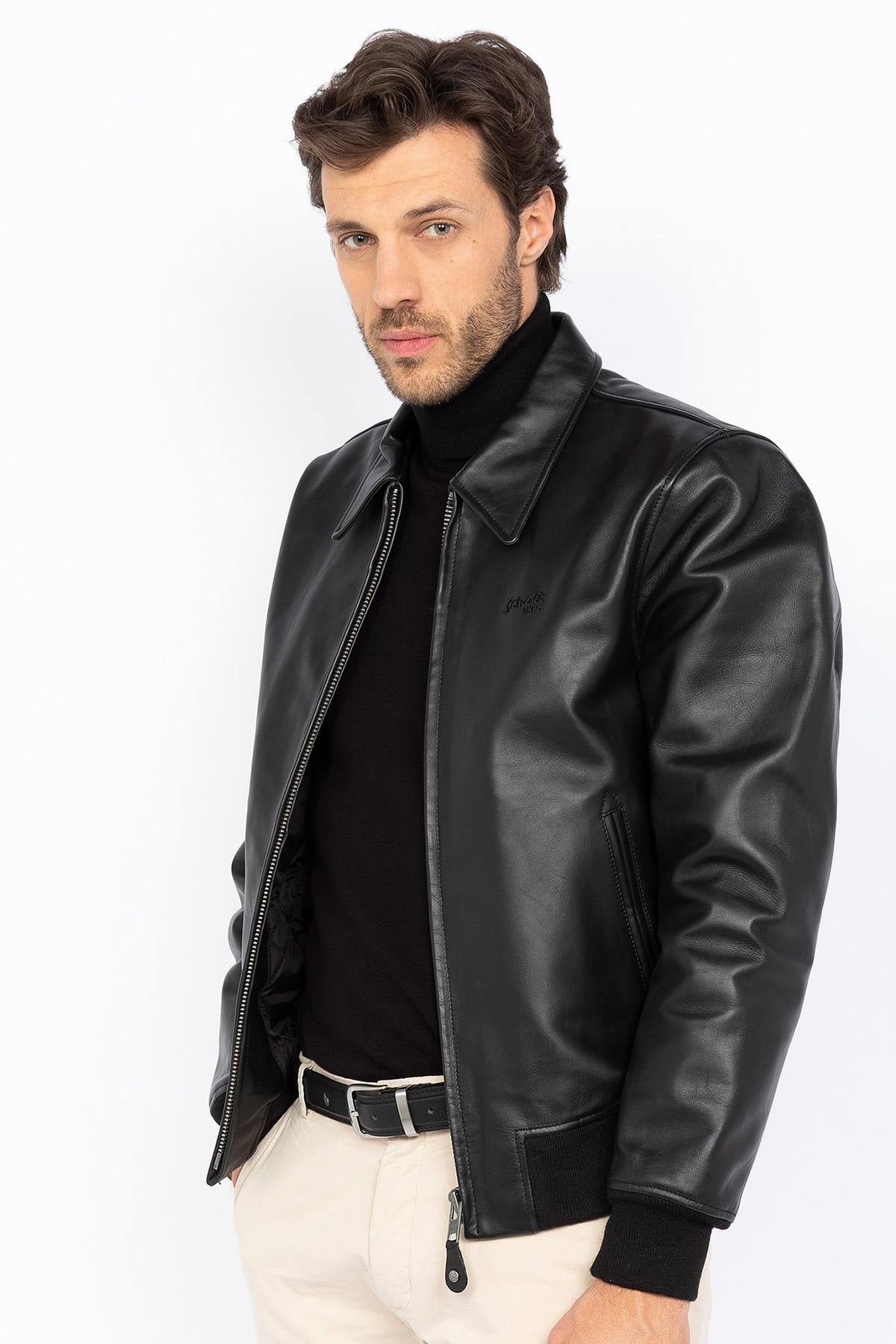 Blouson Homme Schott LC5100RIB BLACK — vue 2