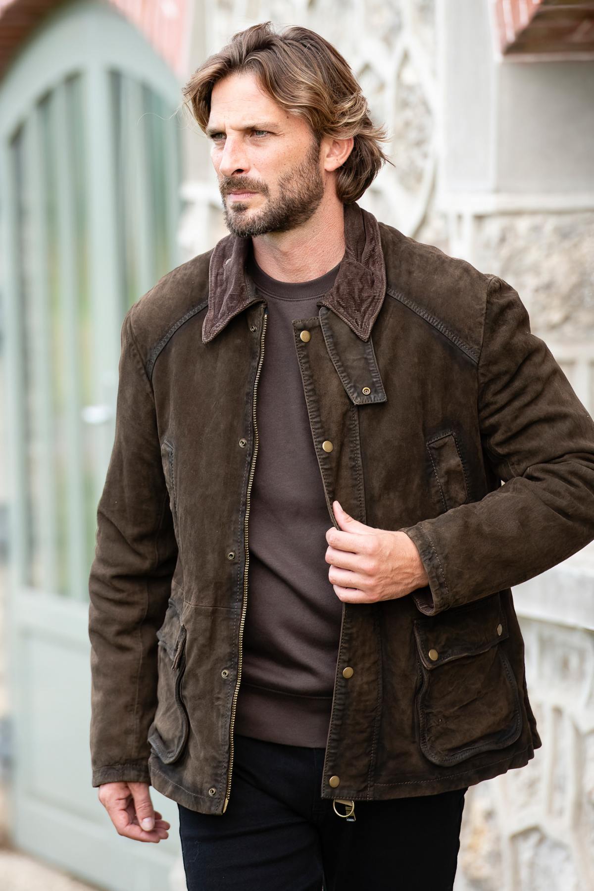 Herren Jacke The Jack Leathers BALMORAL BURNED SUEDE 2 SOTTOBOSCO — Ansicht 1