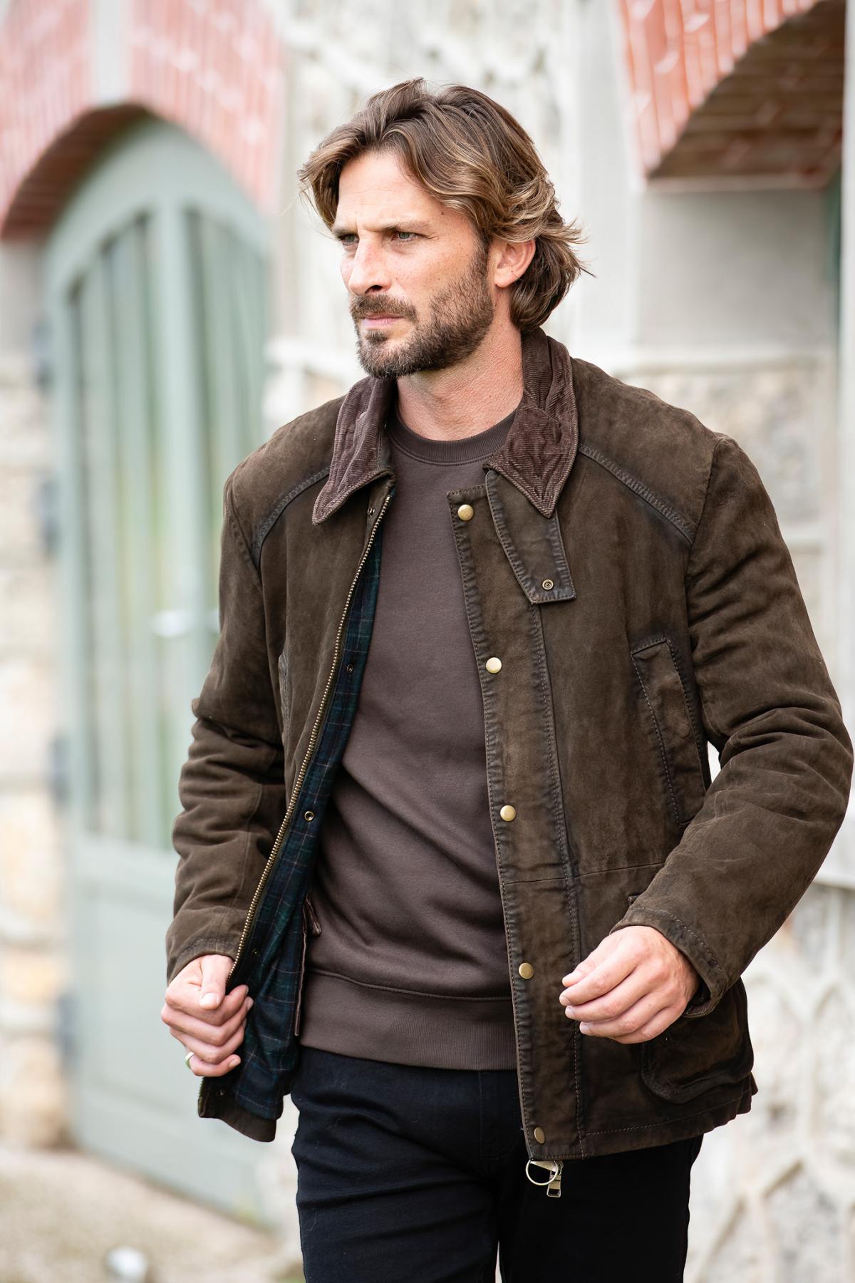 Herren Jacke The Jack Leathers BALMORAL BURNED SUEDE 2 SOTTOBOSCO — Ansicht 4