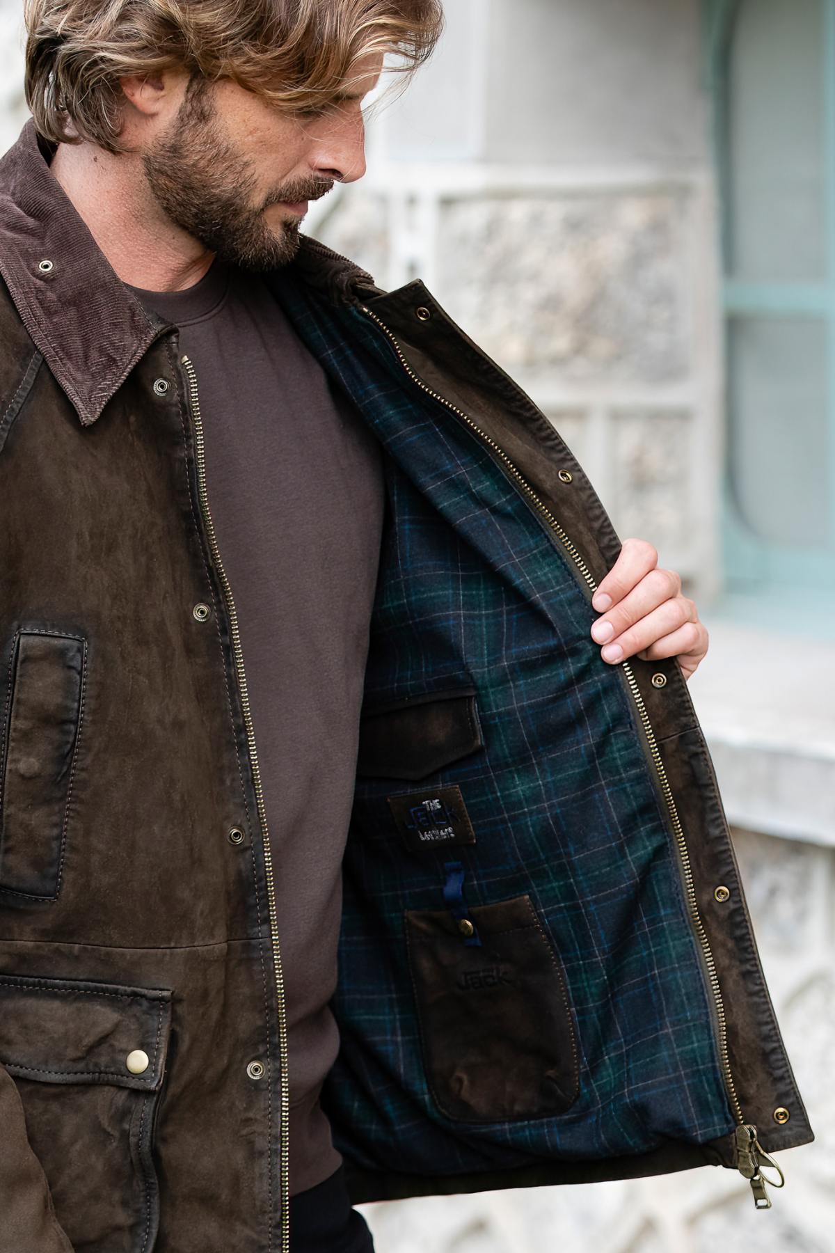 Herren Jacke The Jack Leathers BALMORAL BURNED SUEDE 2 SOTTOBOSCO — Ansicht 3