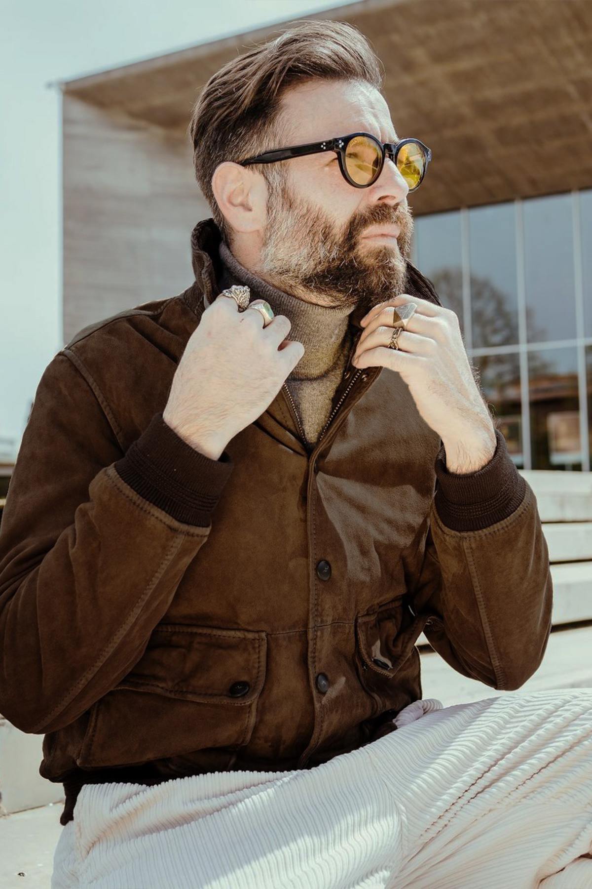 Blouson Homme The Jack Leathers OTTAVIANO + TRI SEASONS BURNED SUEDE WHISKY — vue 8