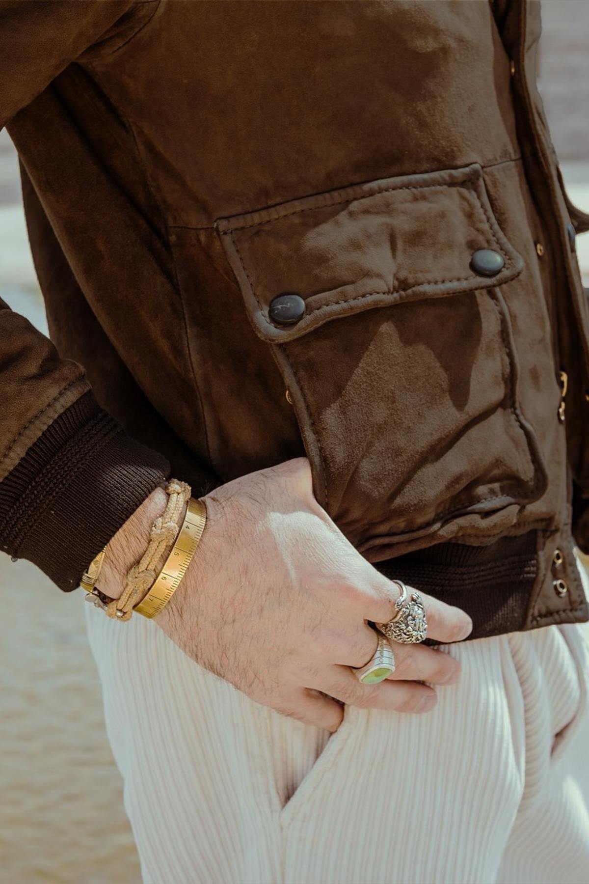 Blouson Homme The Jack Leathers OTTAVIANO + TRI SEASONS BURNED SUEDE WHISKY — vue 6