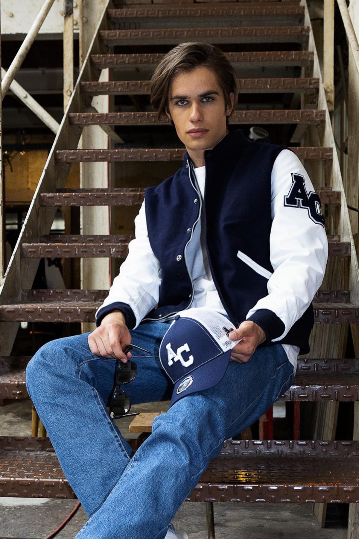 Giacche Uomo American College REF 70 NAVY/WHITE — vista 1