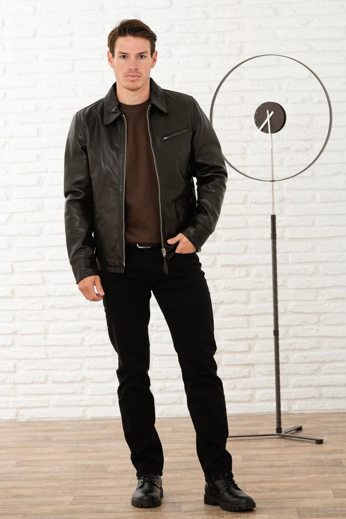 Giacche Uomo Schott LC9521D BLACK — vista 3