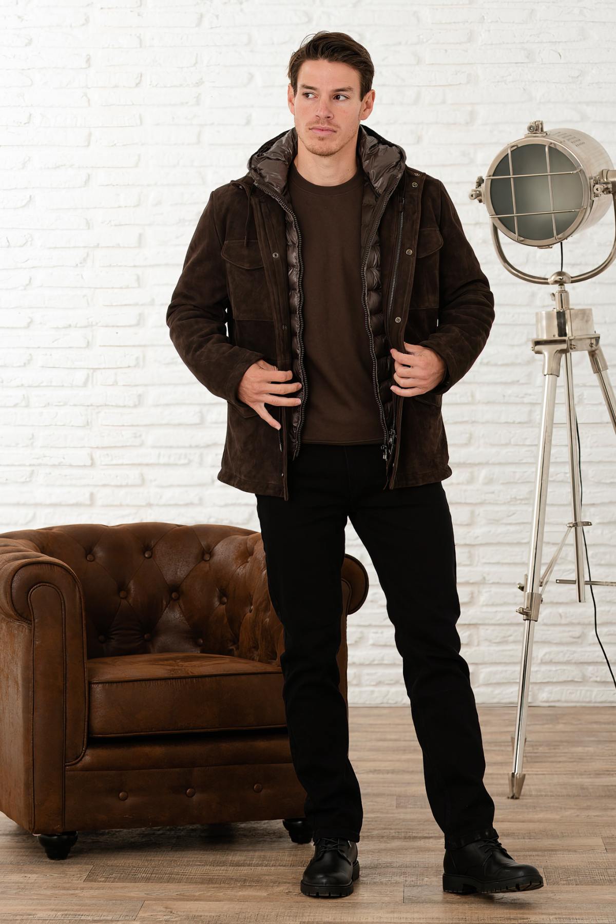 Giacche Uomo The Jack Leathers RADAR + TRI SEASONS BONDED SUEDE MOKA — vista 7
