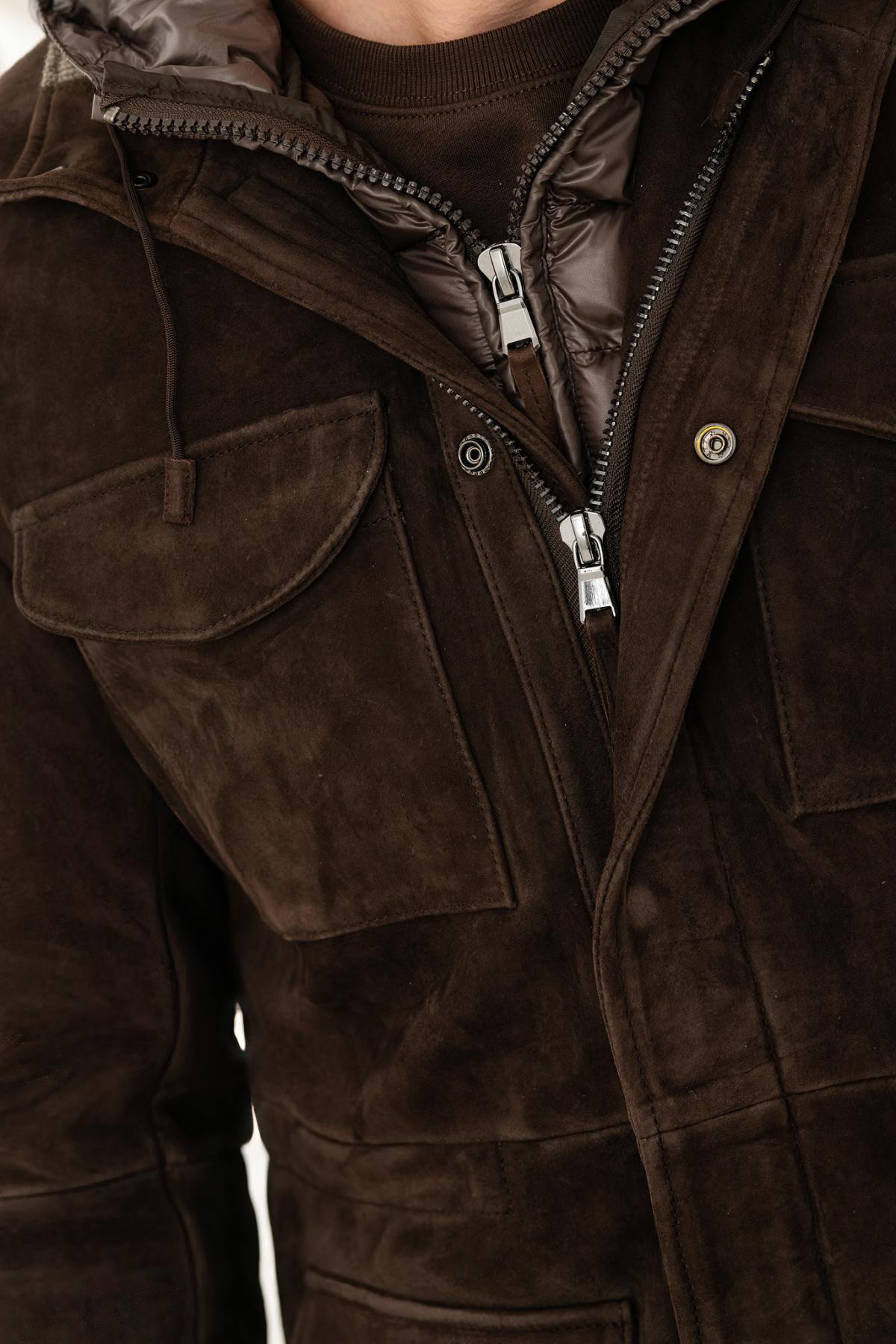 Giacche Uomo The Jack Leathers RADAR + TRI SEASONS BONDED SUEDE MOKA — vista 4