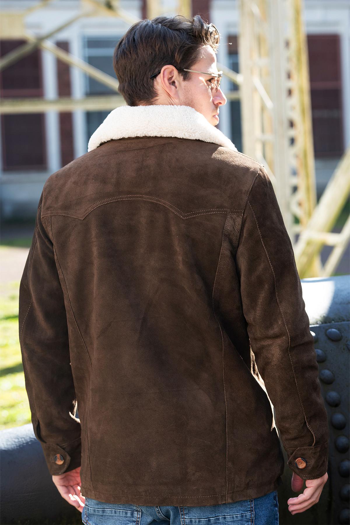 Herren Mantel Iron & Resin CARAVAN BUFFALO SUEDE JACKET BROWN — Ansicht 2