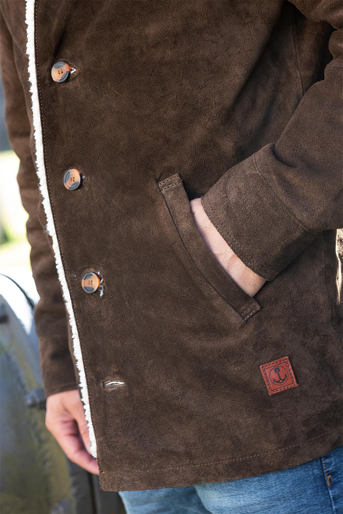 Herren Mantel Iron & Resin CARAVAN BUFFALO SUEDE JACKET BROWN — Ansicht 5