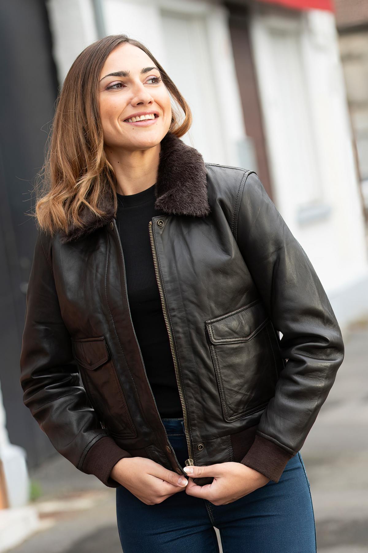 Giacche Donna Schott LCW9185 DARK BROWN — vista 2