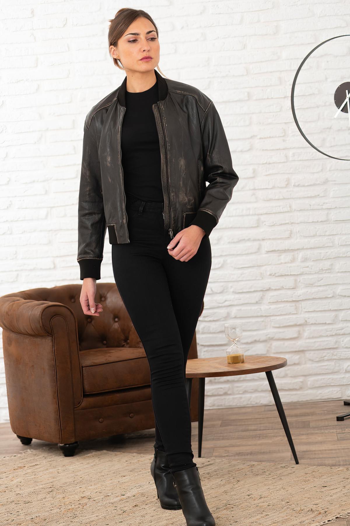 Chaqueta Mujeres Oakwood FRANKIE MARRON VIEILLI 560 — vista 3
