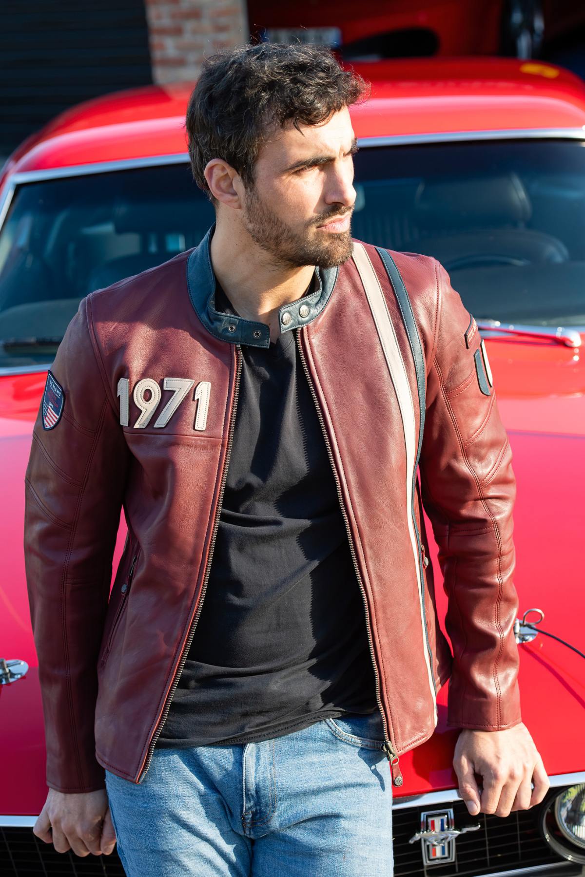 Herren Jacke Steve Mcqueen GUS5 DARK RED — Ansicht 3