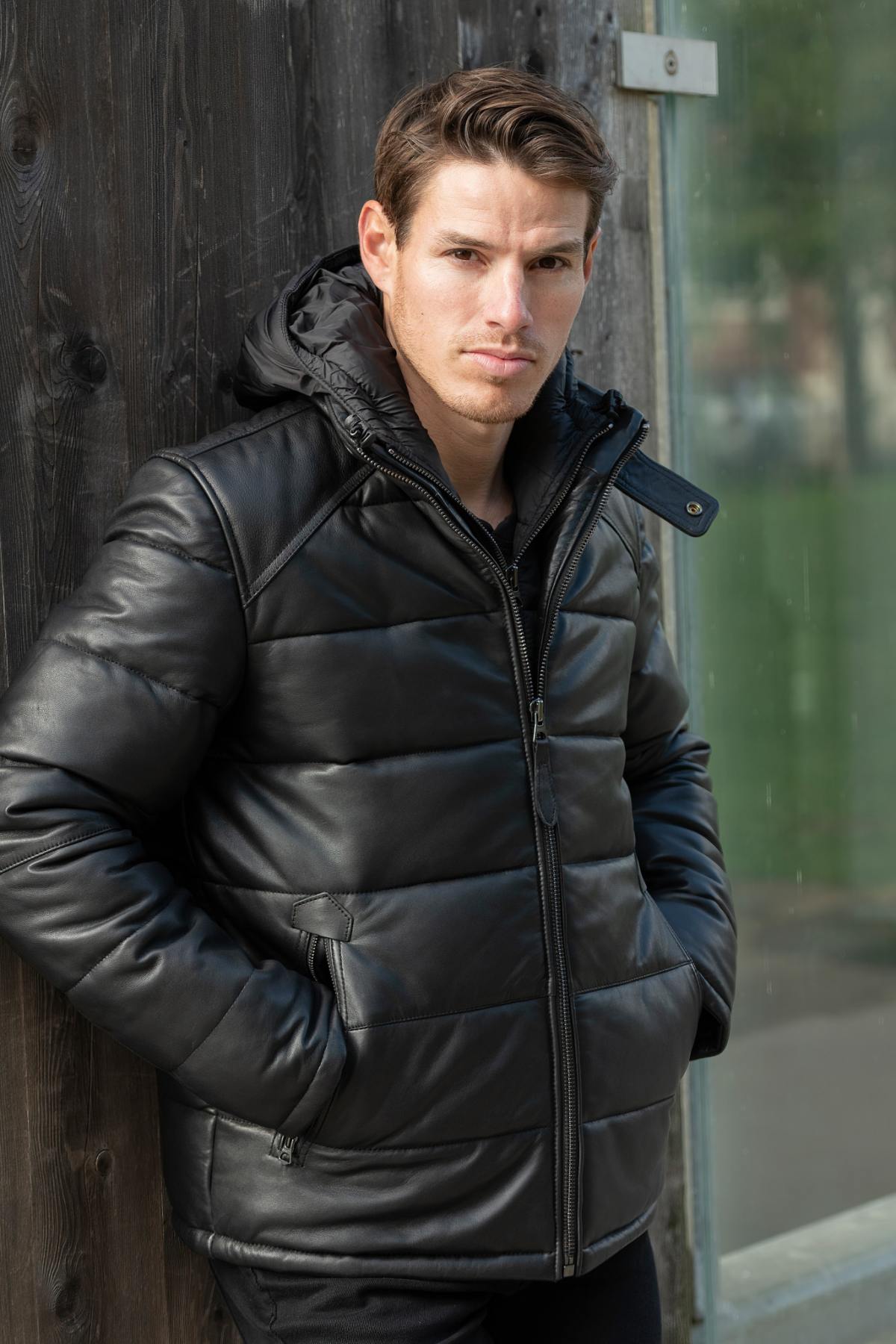 Giacche Uomo Schott LCPUFFY BLACK — vista 5